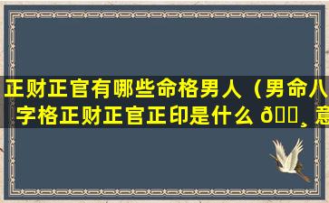 正财正官有哪些命格男人（男命八字格正财正官正印是什么 🌸 意思）